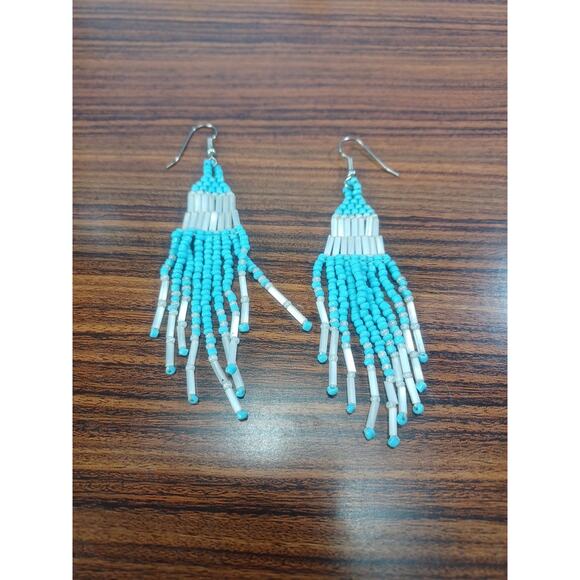 Southwestern Seed Bead Dangle Drop Earrings Southwest Boho Jewelry - Picture 4 of 6